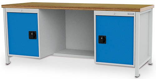Bedrunka + Hirth box werkbank serie 2000 R18-24, lade volledig uittrekbaar 100%, 100 kg, rechts 1x deur 600 mm + 1x legplank, 2000 x 750 x 959 mm, 03.19.27V9
