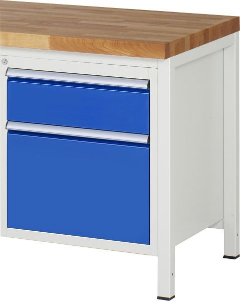 RAU onderbouwcontainer serie 7000, B580 x D650 x H620 mm, 2 x lade afmeting L 1xH180, 1xH360 mm, aan de bovenzijde open, 03-L3.18A.11