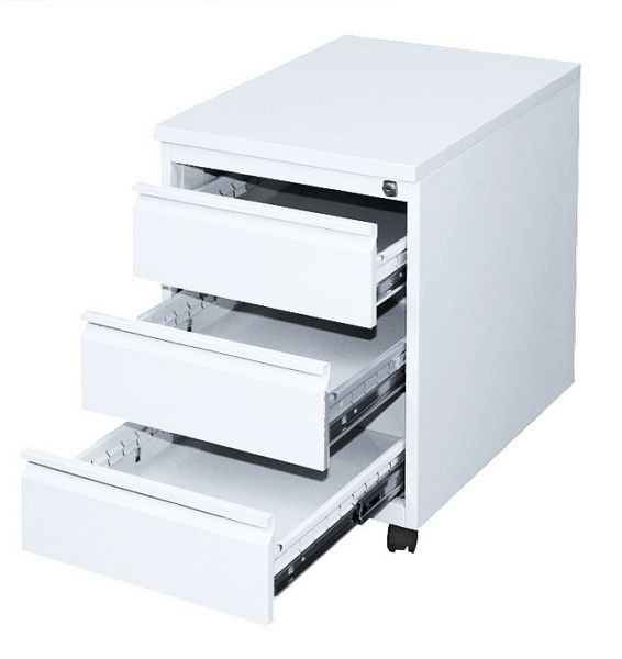 Lüllmann rolcontainer, 620 x 460 x 600 mm, signaalwit/signaalwit, 3 laden, 505307
