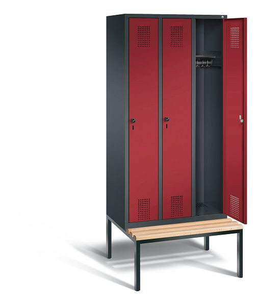C+P Evolo kleerkast, H2090xW900xD815mm, kleur: zwart-grijs/robijnrood, 48050-30 S10104