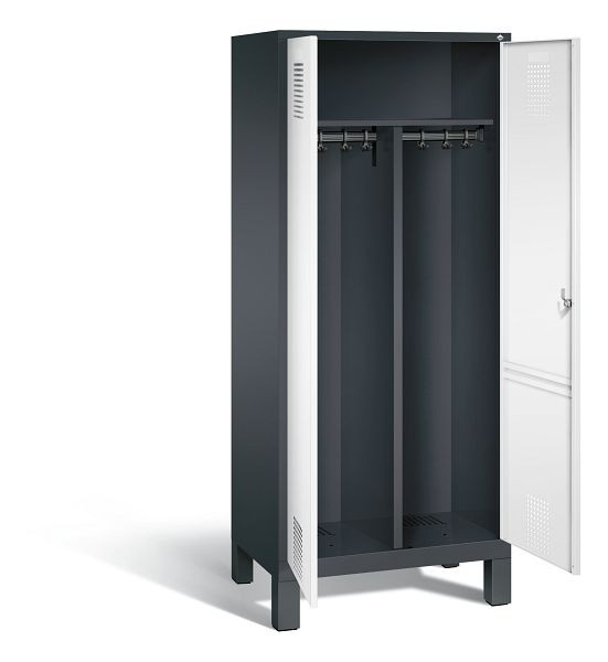 C+P zwart wit kastje Evolo, H1850xW810xD500mm, kleur: zwartgrijs / verkeerswit, 48012-22 S10077