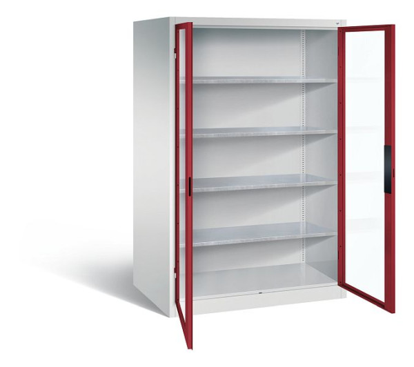 C+P gereedschapskast Acurado, H1950xB1200xD800mm, kleur: lichtgrijs/robijnrood, verzonken handgreep, 8934-0552 S10013