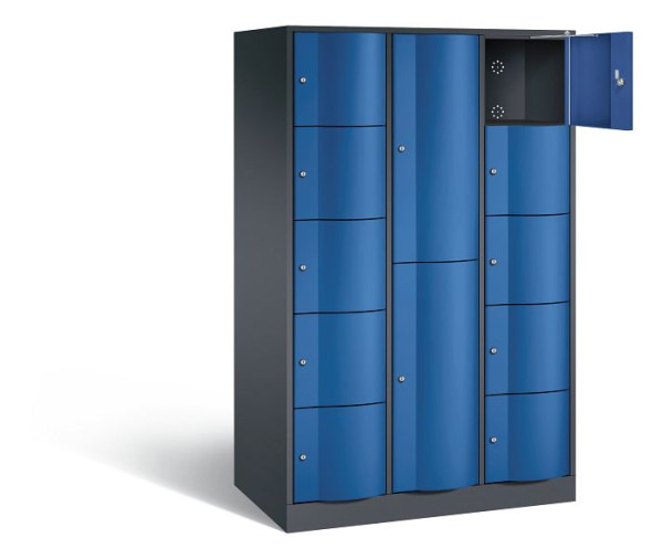 C+P combinatie lockerkast Resisto, H1950xB1148xD640mm, kleur: zwartgrijs / gentiaanblauw, 8070-3731 S10004