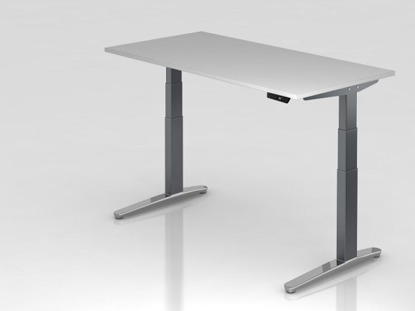 Hammerbacher elektrisch zit-sta bureau 160x80cm grijs/grafiet, gepolijst, rechthoekige vorm, VXBHM16/5/GC