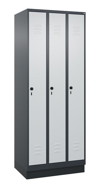 C+P Umkleidespind Classic PLUS, Sockel, 3 Abteile, 1950x750x500mm, 7016/7035, Drehriegel, 080020-39 S10013