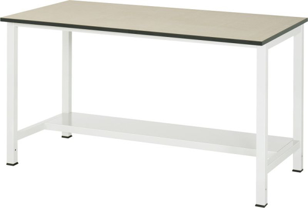 RAU werktafel serie 900, B1500xD800xH825mm, MDF werkblad (medium density fibreboard), dikte 22mm, met plank aan de onderzijde, 320mm diep, 03-900-3-F22-15.12