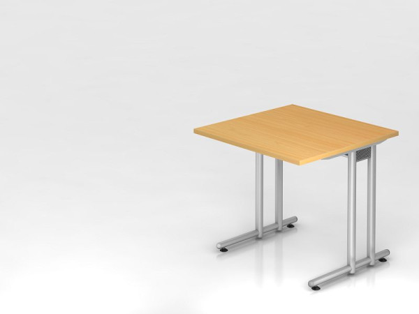 Hammerbacher bureau C-poot 80x80cm beuken/zilver, werkhoogte 72 cm, VNS08/6/S