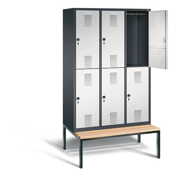 C+P locker dubbeldekker Evolo, H2090xB1200xD815mm, kleur: zwartgrijs/lichtgrijs, 48350-32 S10015