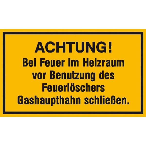 Stein HGS HGS informatiebord voor bedrijfsidentificatie, opgelet! Bij brand in de stookruimte..., 250x150mm/folie, zelfklevend, 21.5863