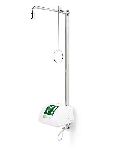 B-SAFETY lichaamsdouche met oogdouche met opvangbak en deksel, RVS, wandmontage, BR 868095, DVGW, 305287