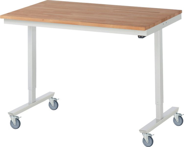 RAU verrijdbare werktafel adlatus 150 kg, 1250x800x855-1255mm, B-plaat-25 mm, 08-AT-125-080-B-4LF