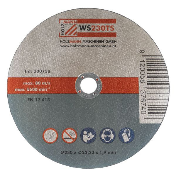 Holzmann doorslijpschijf 230*22,23 1,9 mm, verpakking van 10, WS230TS