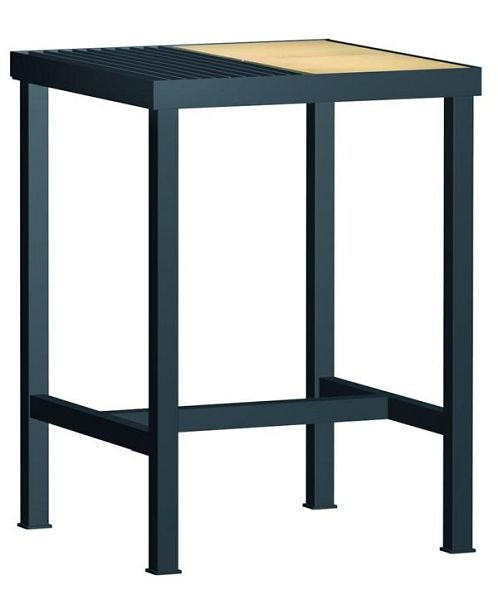 KLW lastafel 625 x 625 x 855 mm L x D x H, gedeeld werkblad met vuurvaste stenen en rooster, WPS01N-0625-001