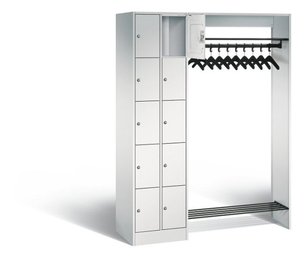 C+P open garderobe serie 8070, H1950xB1410xD480mm, kleur: lichtgrijs, 80720-00 S10000