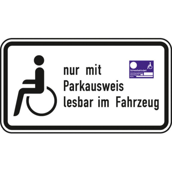 Stone HGS ernstig gehandicapten alleen uitleesbaar in voertuig met parkeervergunning - 2411 StVO, 231x420mm /RA1/vlakke vorm 2mm, 2411-111