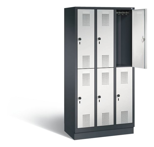 C+P locker dubbellaags Evolo, H1800xB900xD500mm, kleur: zwartgrijs/lichtgrijs, 48320-30 S10262