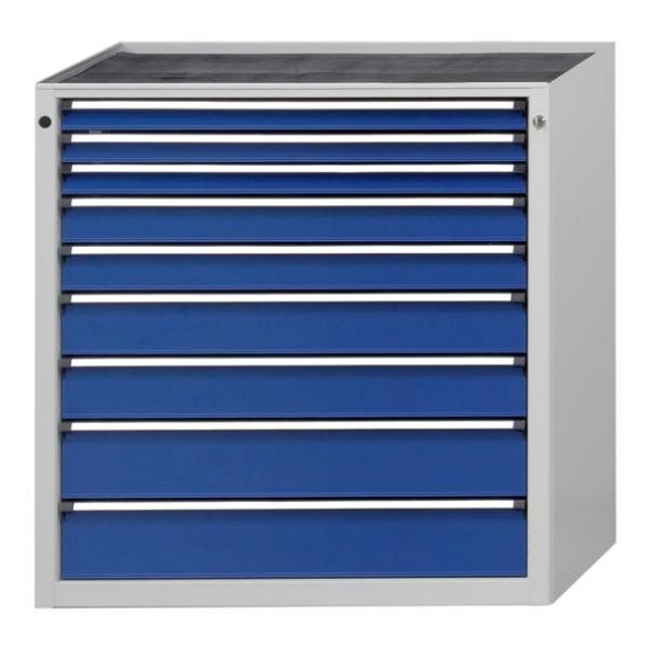 ANKE ladekast; 910 x 675 x 980 mm; RAL 7035/5010; Kuip met antislipmat; 9 laden 60, 60, 60, 90, 90, 120, 120, 150, 150 mm, 610.214
