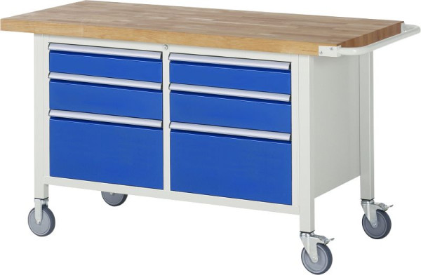 RAU verrijdbare werkbank serie 8000, dubbele bodemcontainer (6x laden), 1500x880x700 mm, 05-8475A2-157B4S.11