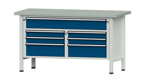 ANKE werkbanken kistwerkbank, model 258 V, 1500 x 700 x 840 mm, RAL 7035/5010, ZBP 40 mm, 304.140