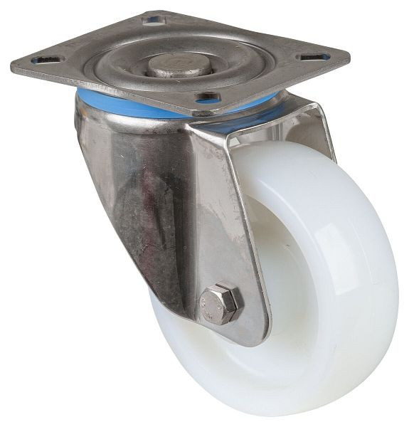 BS rollen RVS zwaarlastwiel zwenkwiel, RVS, kunststof wiel, glijlager, schroefplaat, diameter 100 mm, HS100.A90.100