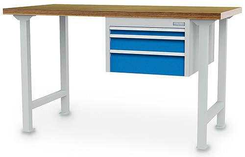 Bedrunka + Hirth serie werkbank, met hangend ladeblok, met 3 laden, 1500 x 750 x 859 mm, 03.15.535.2VA
