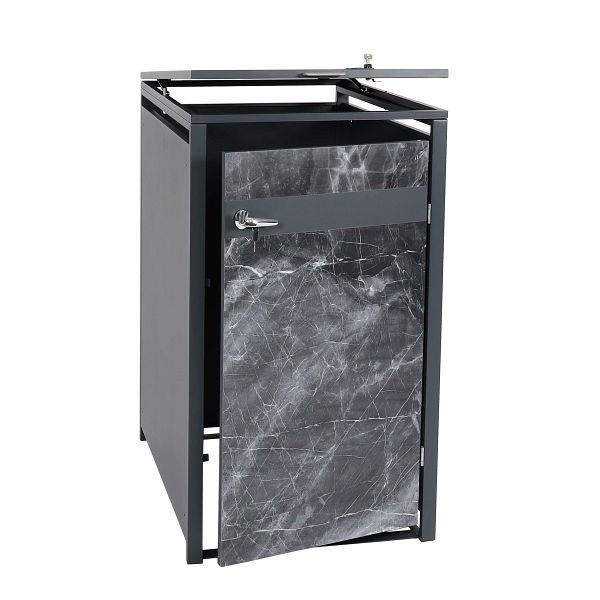 Mendler HWC-J82 1er vuilnisbakbekleding, vuilnisbak, uitbreidbaar, metaal 32kg, antraciet, donkere marmerlook, 83393