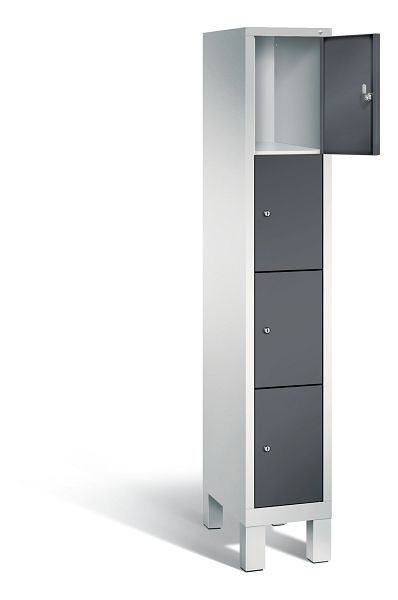 C+P lockerkast Evolo, H1850xB320xD500mm, kleur: lichtgrijs / zwartgrijs, 48010-104 S10075