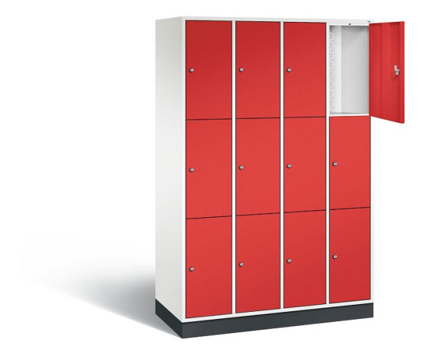 C+P lockerkast Intro, H1950xW1220xD490mm, kleur: verkeerswit / vuurrood, 8370-401 S10076