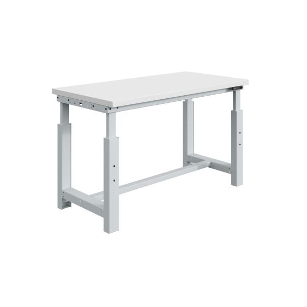 SOFAME SI werkbank, elektrisch in hoogte verstelbaar, B 1800 x D 750 x H 740 tot 1240 mm, RESITOP laminaat werkblad 40 mm, lichtgrijs RAL 7035, W010010830GC