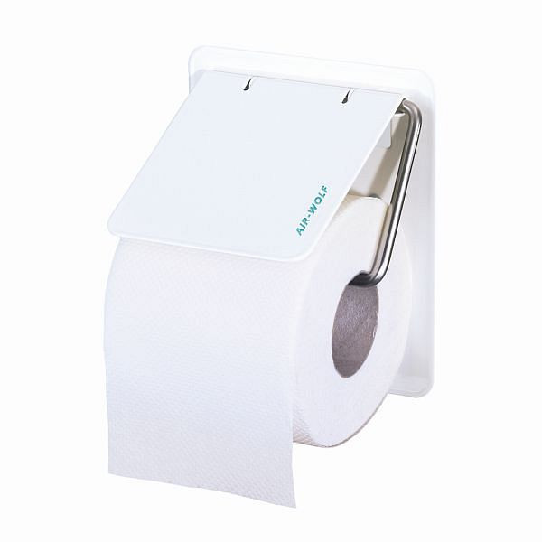 Air Wolf toiletpapierhouder, Omega-serie, H x B x D: 155 x 130 x 117 mm, wit roestvrij staal, 29-432