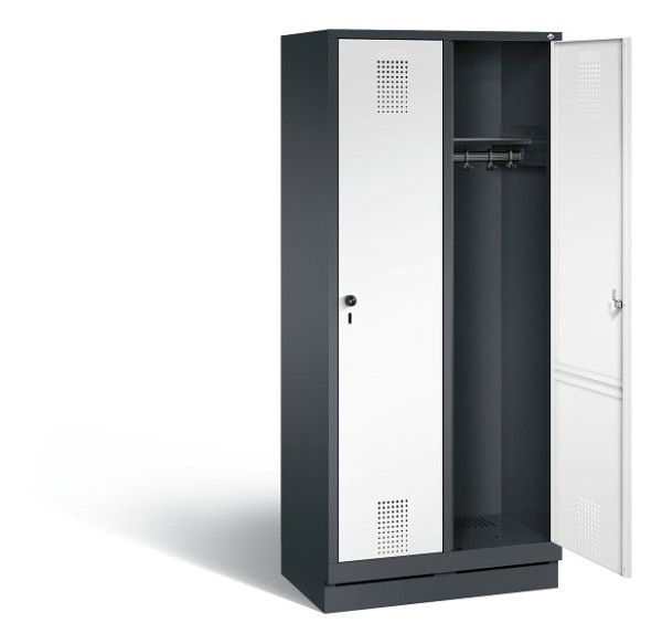 C+P garderobekast Evolo, H1800xW810xD500mm, kleur: zwartgrijs / verkeerswit, 48020-22 S10708