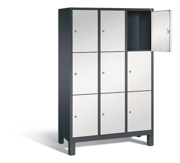 C+P lockerkast Evolo, H1850xB1200xD500mm, kleur: zwartgrijs/lichtgrijs, 48010-323 S10023