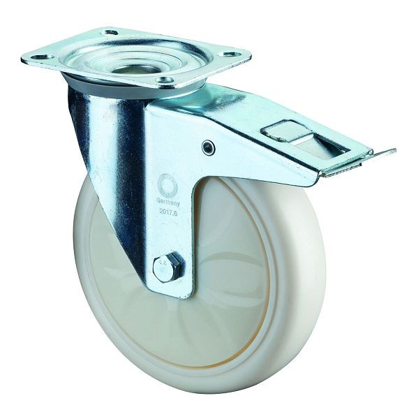 BS rollen transportrol met rem, breedte 50 mm, Ø200 mm, tot 300 kg, loopvlak/wiellichaam kunststof, kogellagers, L420.B15.201