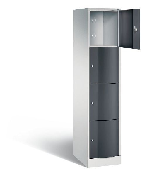 C+P lockerkast Resisto, H1950xB396xD540mm, kleur: lichtgrijs / zwartgrijs, 8470-172 S10047