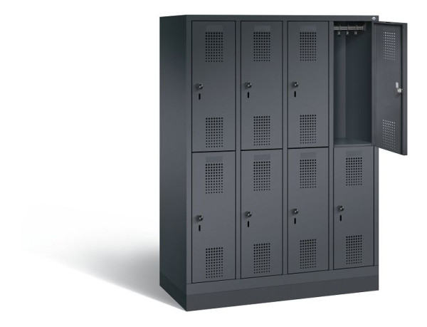 C+P schoollocker dubbeldekker Evolo, H1600xB1190xD500mm, kleur: zwart-grijs, 483206-40 S10104