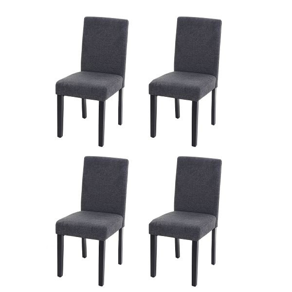 Mendler set van 4 eetkamerstoelen stoel keukenstoel Littau, textiel, antracietgrijs, donkere poten, 74549