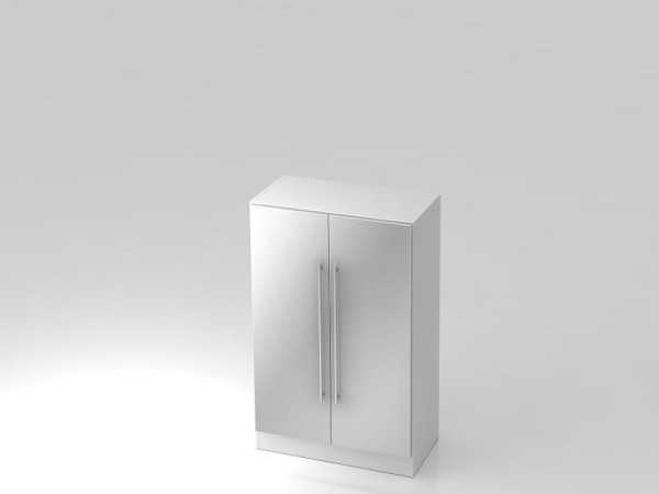 Hammerbacher kast 3OH met bodemrailgreep wit/zilver, 80x42x127 cm (BxDxH), V7550/W/S/RE