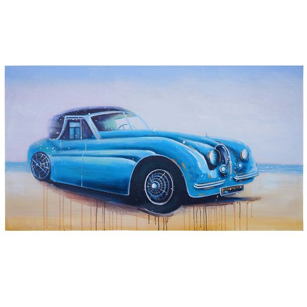 Mendler olieverf vintage auto, 100% handgeschilderde muurschildering XL, 140x80cm, 51271