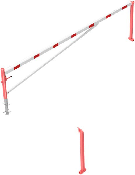 Schake draaihek met steunpaal en kabelversterking, voor plaatsing in beton, slagboomlengte: 5000 mm, voor hangslot, 4213_50VB