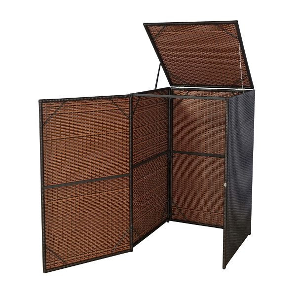 Mendler HWC-E25 vuilnisbak deksel, vuilnisbak vuilnisbak deksel, poly rotan 120l, bruin, 65255