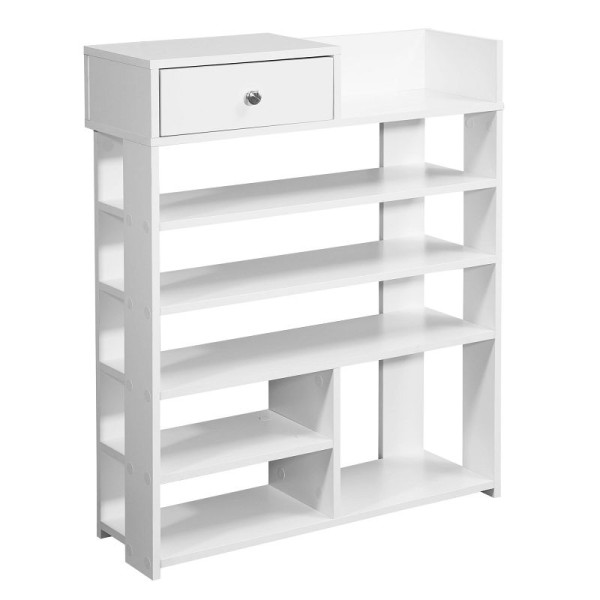 Wohnling Design schoenenrek 75 x 92,5 x 24 cm halplank wit, met 7 vakken en met lade, WL6.070