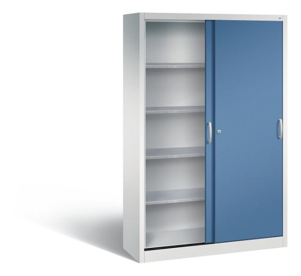 C+P schuifdeurkast Acurado, H1950xB1200xD400mm, kleur: lichtgrijs / verre blauw, beugelgreep, 2049-00 S10100