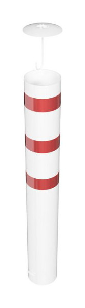 Schake stalen buispaal Ø 273 x 5 mm stationair, thermisch verzinkt / wit gecoat voor plaatsing in beton, totale lengte: 2000 mm, met losse deksel, 40272BA