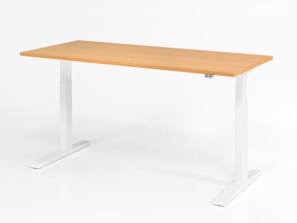 Hammerbacher bureau XMKA19, 180 x 80 cm, blad: beuken, 25 mm dik, ABS dikke rand, rechthoekige vorm, wit, VXMKA19/6/W