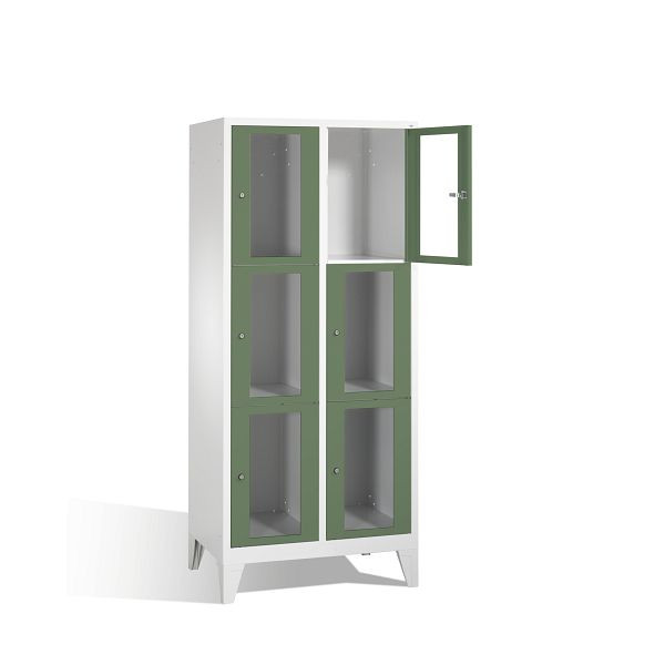 C+P lockerkast Classic, H1850xW810xD500mm, kleur: lichtgrijs / reseda groen, 8010A223 S10004