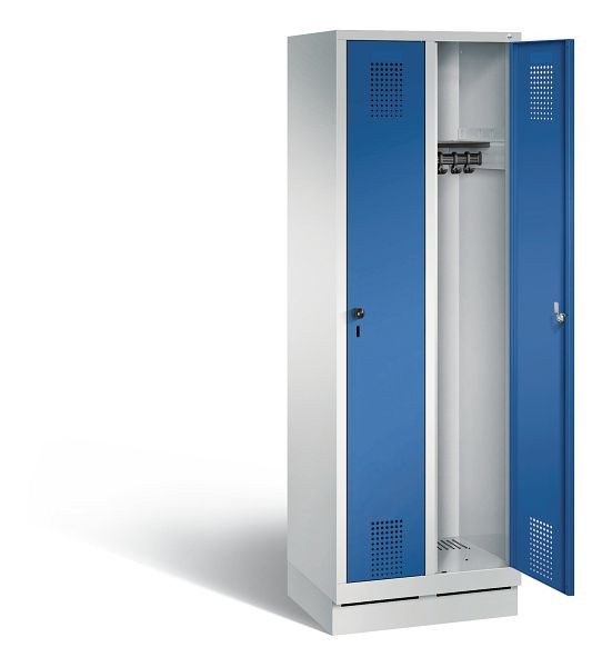 C+P garderobe Evolo, H1800xB610xD500mm, kleur: lichtgrijs / gentiaanblauw, 48020-20 S10014