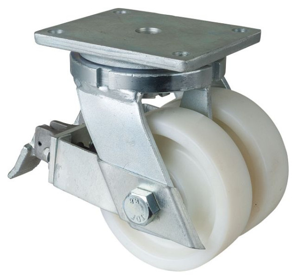 BS Wielen Zware dubbele zwenkwiel met wiel/slot, breedte 2x48 mm, Ø150 mm, tot 1800 kg, loopvlak/wiellichaam kunststof, kogellager, S120.B15.151