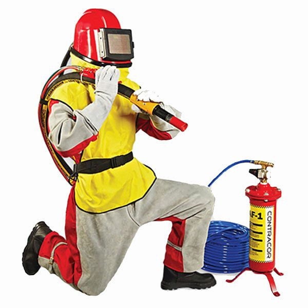 Contracor SafePack-Comfort incl. Ademluchtfilter, ademluchtslang, zandstraalpak maat 54 incl. Leren zandstraalhandschoenen, jetbescherming, 10130905
