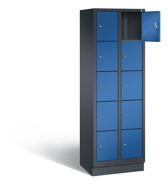 C+P lockerkast Evolo, H1800xB610xD500mm, kleur: zwartgrijs / gentiaanblauw, 48020-205 S10188