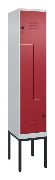 C+P Z-Spind Classic PLUS, Gestell, 2 Abteile, 2120x400x500mm, 7035/3003, Drehriegel, 0800337-122 S10001